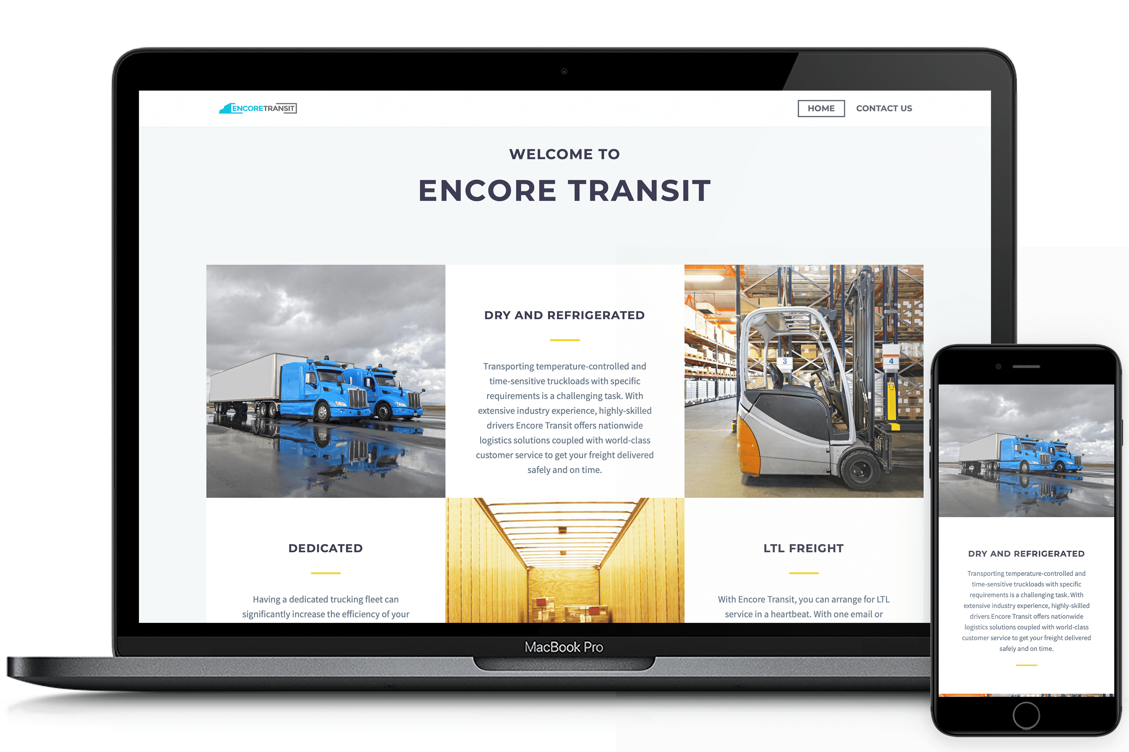 Encore Transit website services web page design