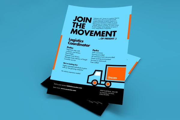 Oncore job fair recruitment flyer design