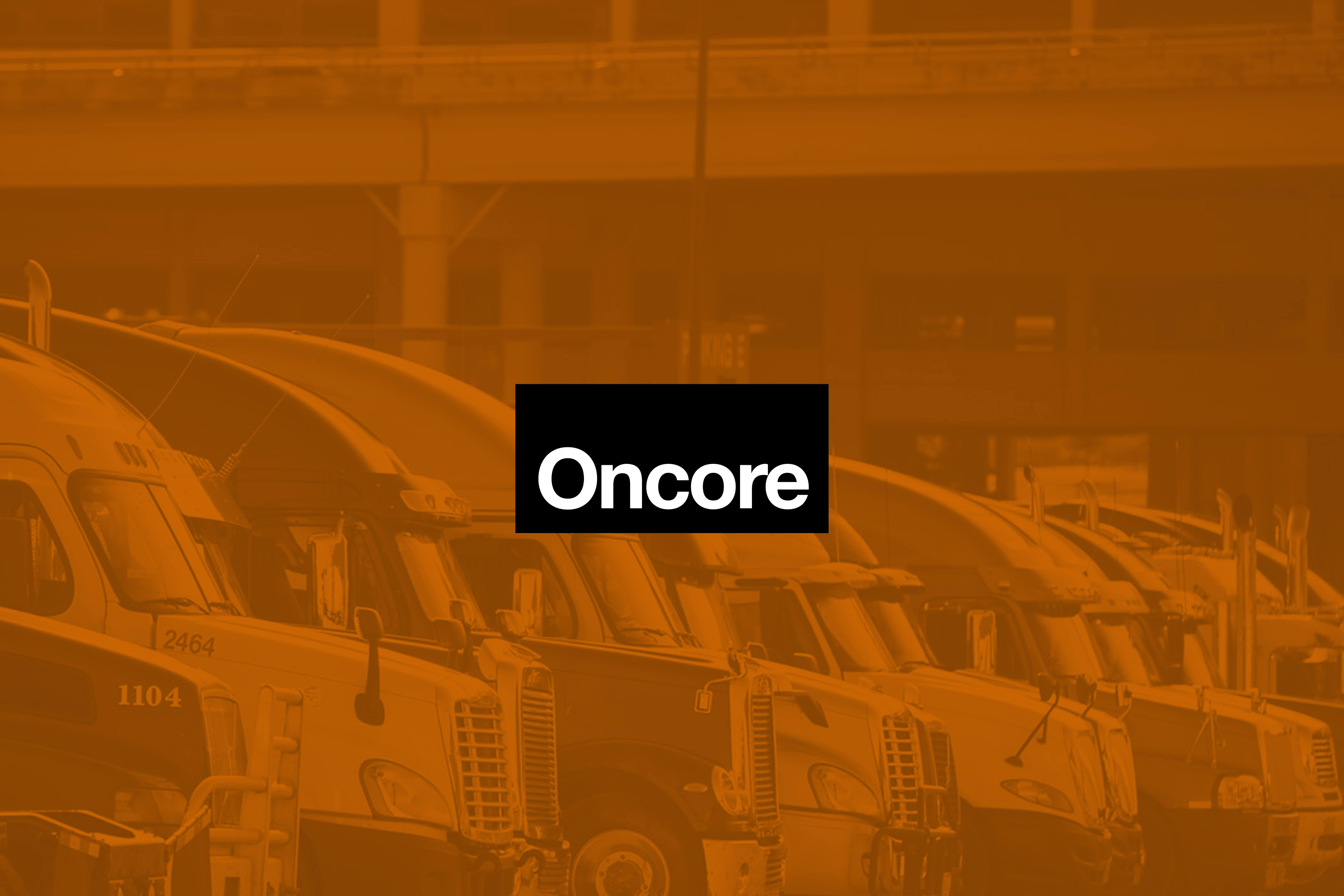 Oncore logo design on orange overlay truck background