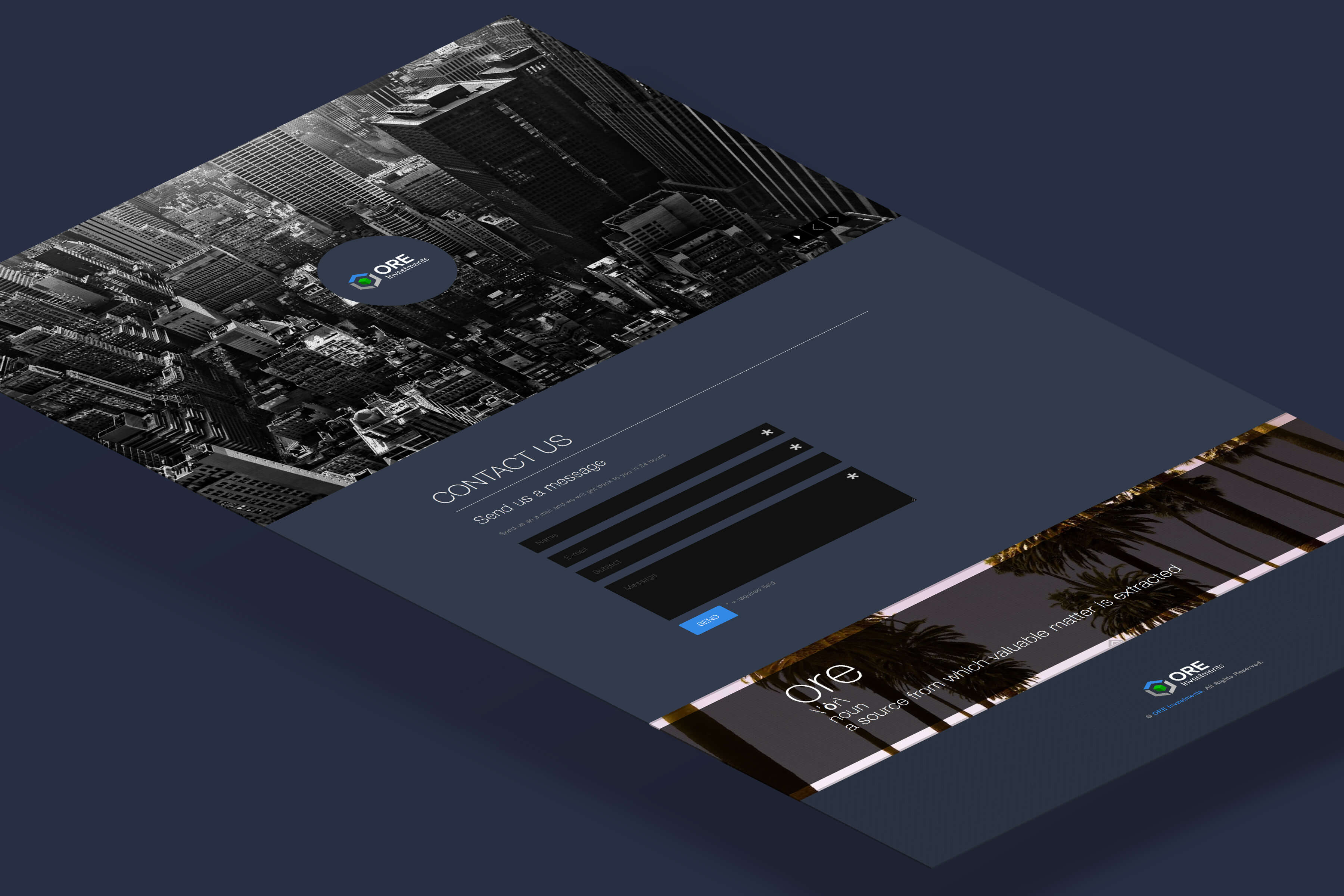 ORE Investments isometric web page design