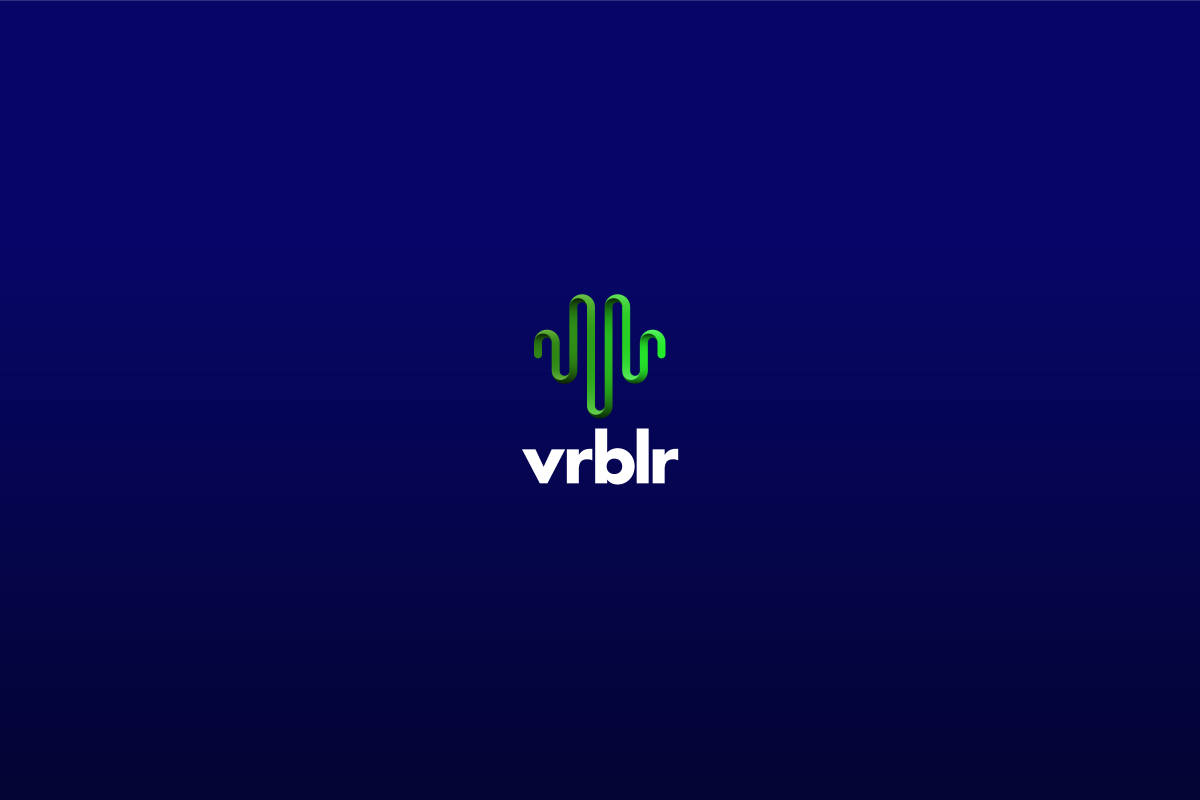 Vrblr logo design on blue background