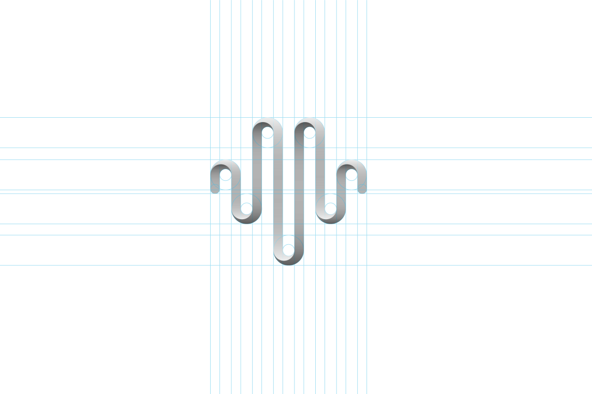 Vrblr logo design construction with grid