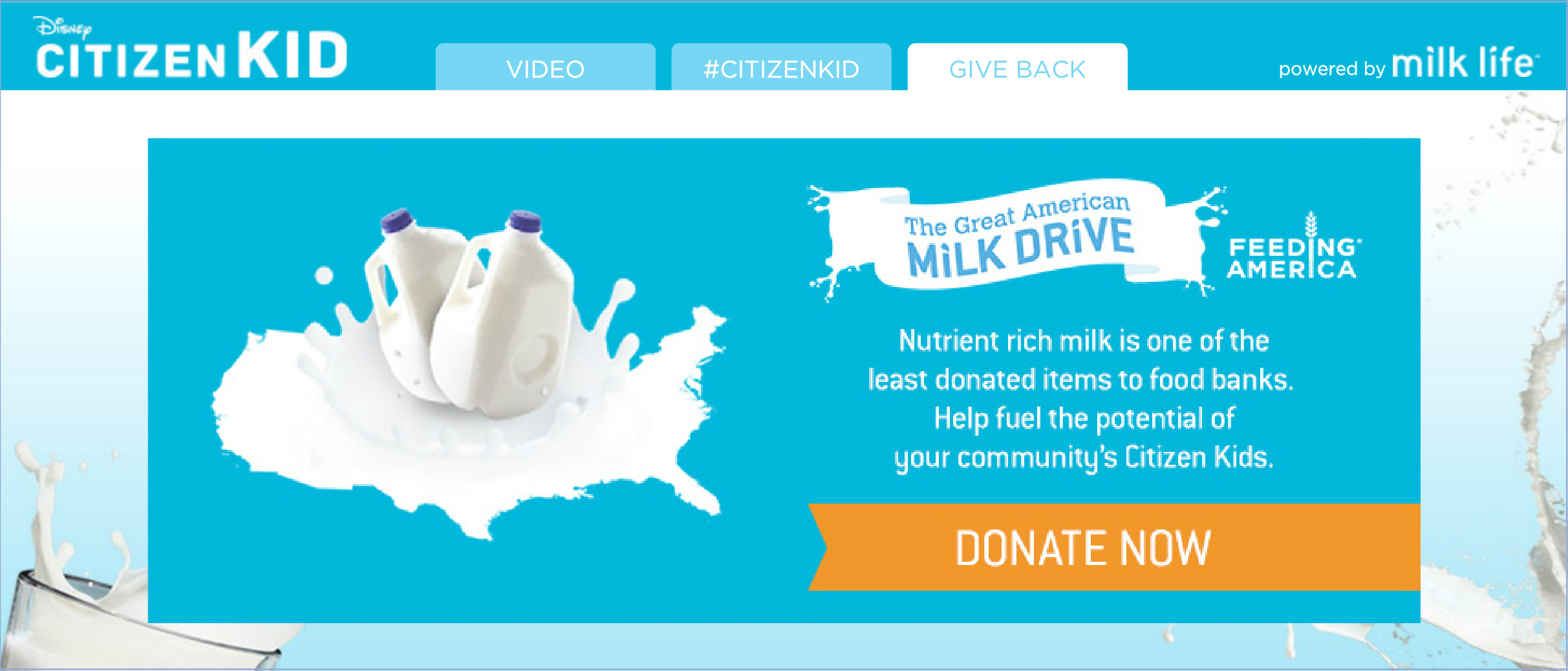 Disney Citizen Kid expanded banner ad give back tab