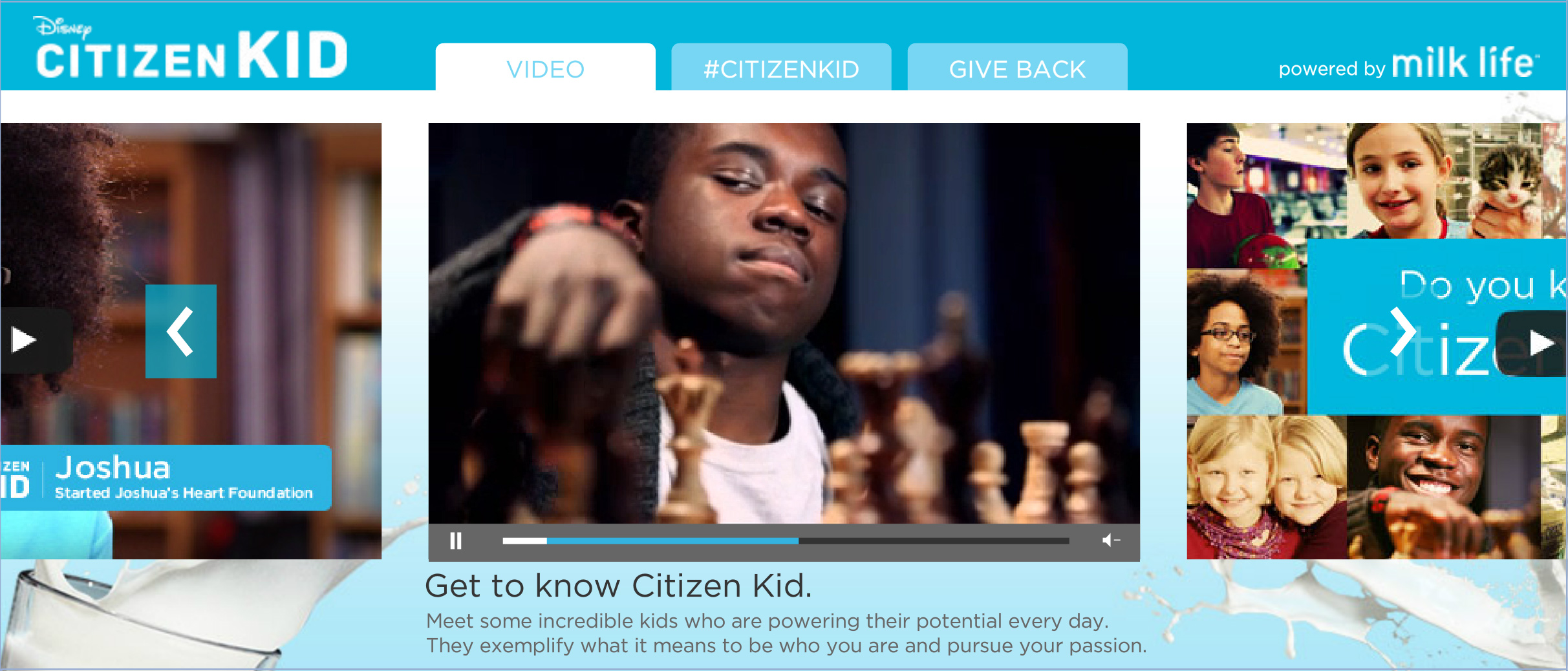 Disney Citizen Kid expanded banner ad video tab playing design