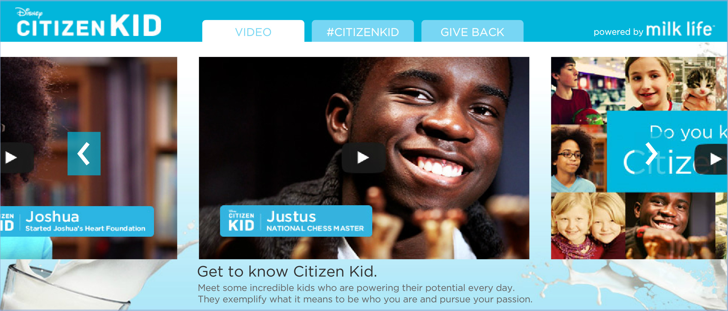 Disney Citizen Kid expanded banner ad video tab design